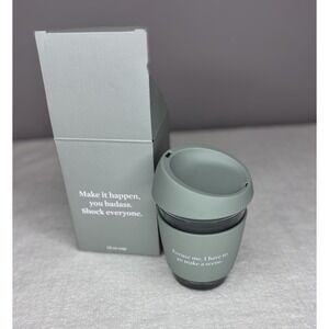 12oz Reusable Glass Coffee Cup W/ Lid  Excuse me, I have to go make a scene